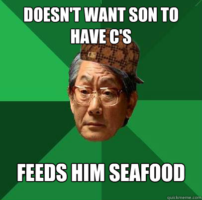 Doesn't want son to have C's Feeds him seafood  