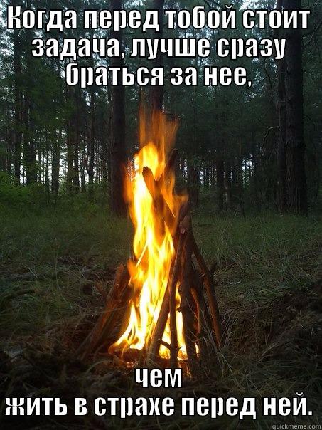 КОГДА ПЕРЕД ТОБОЙ СТОИТ ЗАДАЧА, ЛУЧШЕ СРАЗУ БРАТЬСЯ ЗА НЕЕ, ЧЕМ ЖИТЬ В СТРАХЕ ПЕРЕД НЕЙ. Misc