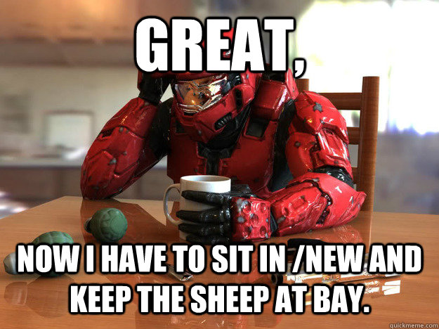 Great, Now i have to sit in /new and keep the sheep at bay.  First World Halo Problems