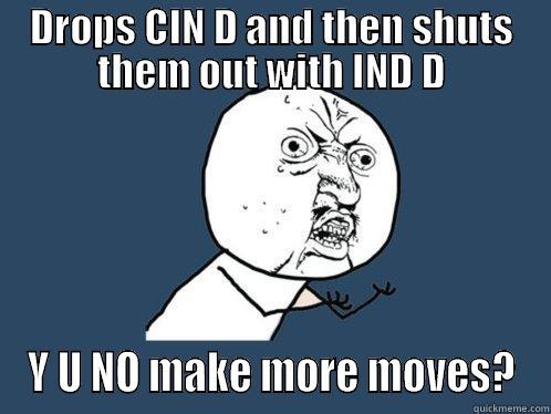 DROPS CIN D AND THEN SHUTS THEM OUT WITH IND D Y U NO MAKE MORE MOVES? Y U No