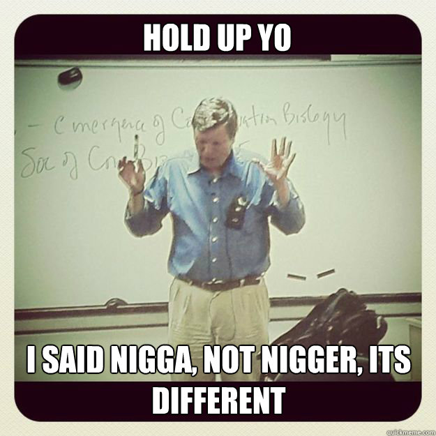 Hold up yo I said Nigga, not Nigger, its different - Hold up yo I said Nigga, not Nigger, its different  WTF BRAY