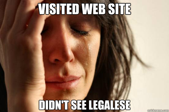 VISITED WEB SITE DIDN'T SEE LEGALESE  First World Problems