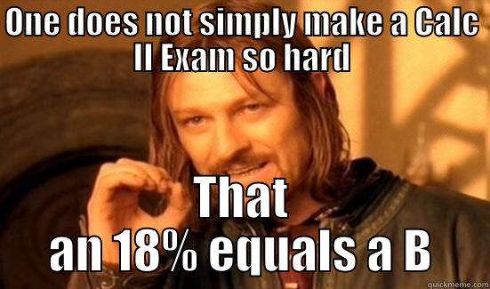 ONE DOES NOT SIMPLY MAKE A CALC II EXAM SO HARD THAT AN 18% EQUALS A B Boromir