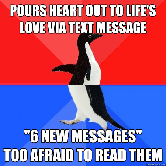 Pours heart out to life's love via text message 