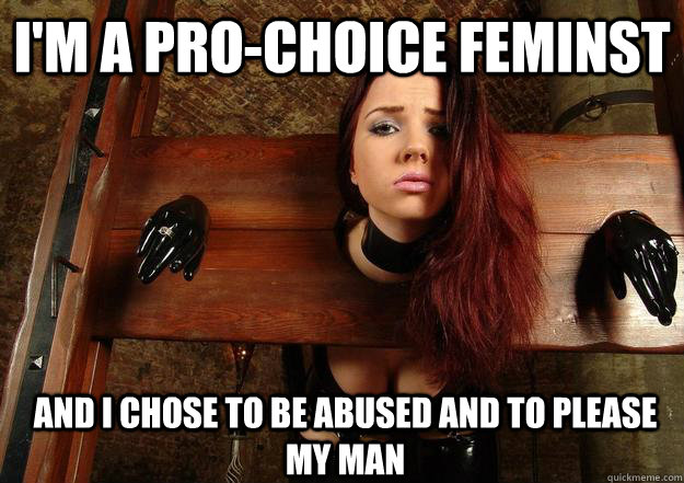 I'm a pro-choice feminst And I chose to be abused and to please my man  First World BDSM Problems