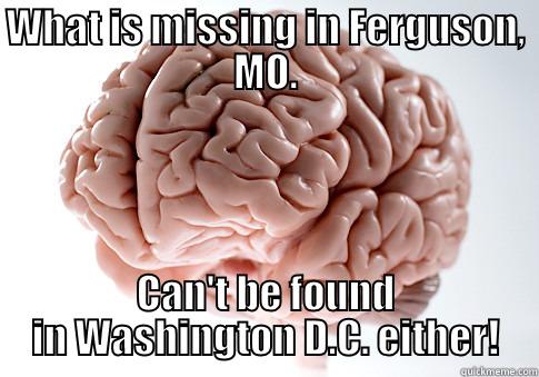 WHAT IS MISSING IN FERGUSON, MO. CAN'T BE FOUND IN WASHINGTON D.C. EITHER! Scumbag Brain