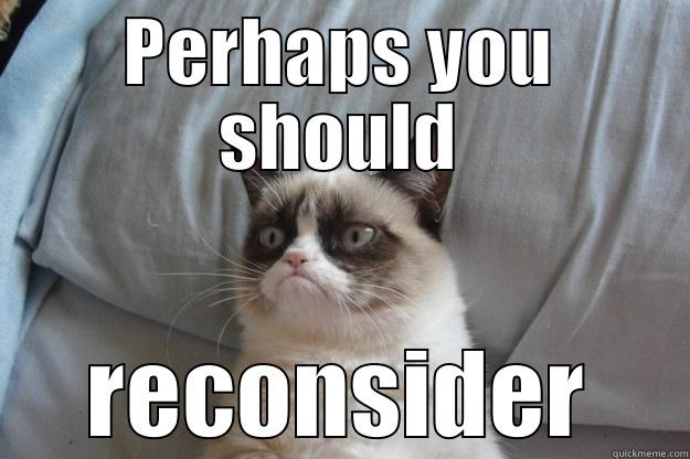 you should reconsider - PERHAPS YOU SHOULD RECONSIDER Grumpy Cat
