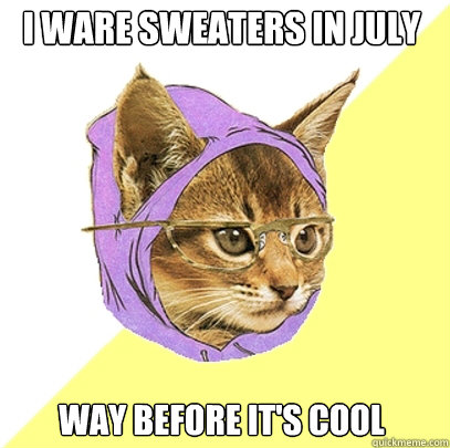 I ware sweaters in July Way before it's cool  Hipster Kitty