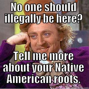 NO ONE SHOULD ILLEGALLY BE HERE? TELL ME MORE ABOUT YOUR NATIVE AMERICAN ROOTS. Condescending Wonka