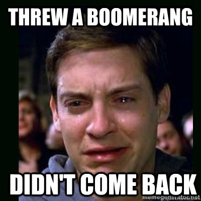 Threw a boomerang didn't come back  