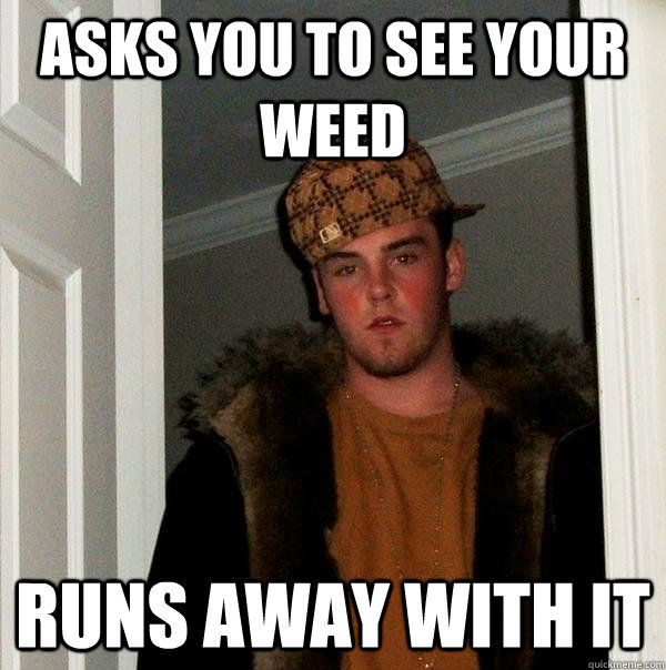Asks you to see your weed Runs away with it  Scumbag Steve