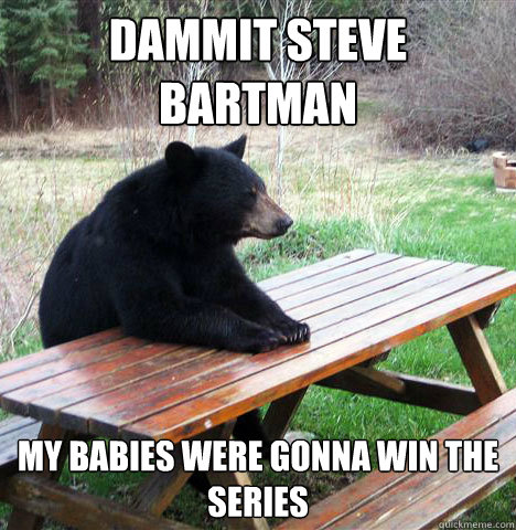 Dammit steve bartman my babies were gonna win the Series  waiting bear