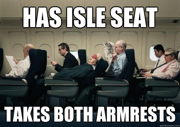 has isle seat takes both armrests  