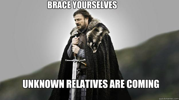 Unknown Relatives Are Coming Brace Yourselves  Ned stark winter is coming