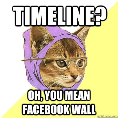 Timeline? Oh, you mean Facebook Wall  Hipster cat knowledge