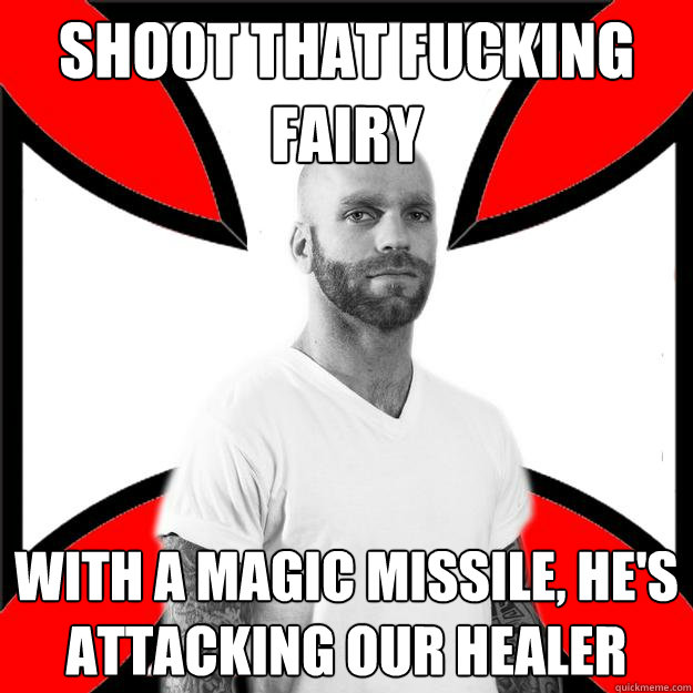 Shoot that fucking fairy with a magic missile, He's attacking our healer  Skinhead with a Heart of Gold