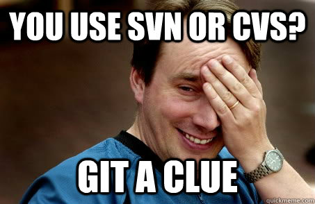 You use SVN or CVS? GIT a clue  Linux user problems