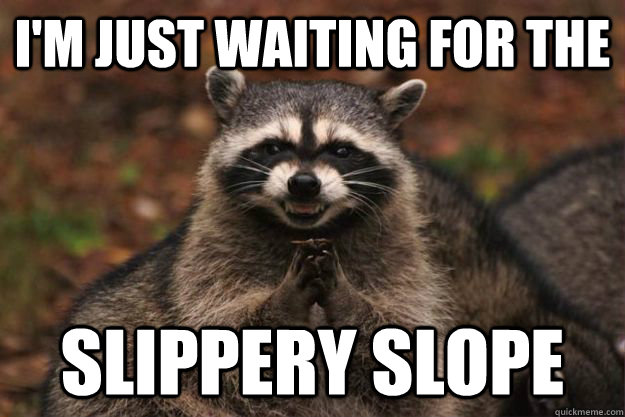 I'm just waiting for the slippery slope  Evil Plotting Raccoon