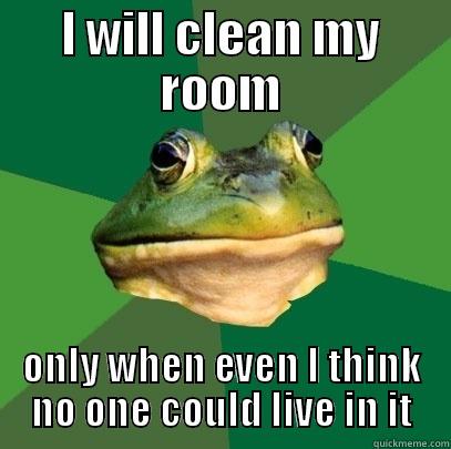 I WILL CLEAN MY ROOM ONLY WHEN EVEN I THINK NO ONE COULD LIVE IN IT Foul Bachelor Frog