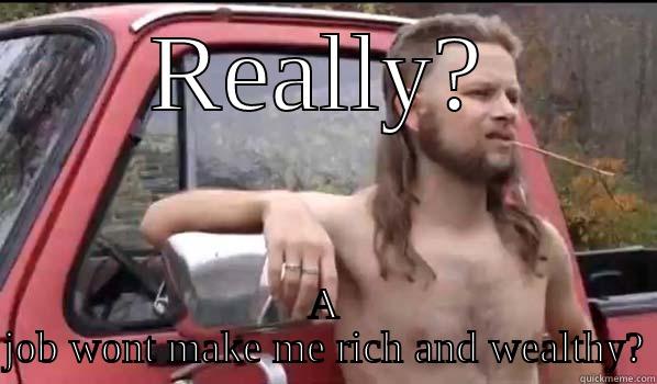 REALLY? A JOB WONT MAKE ME RICH AND WEALTHY? Almost Politically Correct Redneck