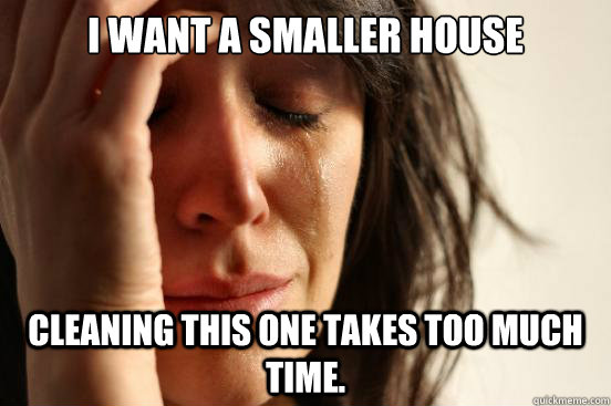 I want a smaller house Cleaning this one takes too much time.  First World Problems
