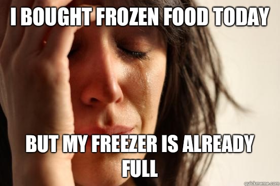 I bought frozen food today  But my freezer is already full  First World Problems