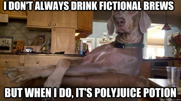 I don't always drink fictional brews but when I do, it's polyjuice potion  