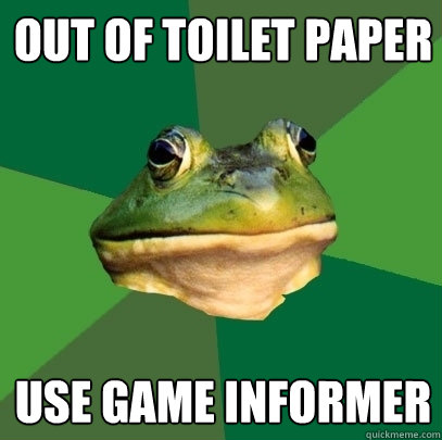 out of toilet paper use game informer  Foul Bachelor Frog