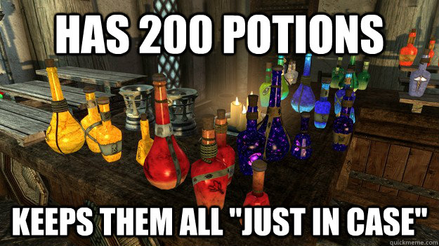 Has 200 potions keeps them all 