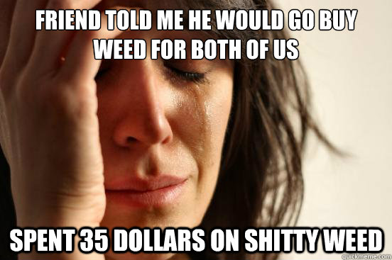 Friend told me he would go buy weed for both of us spent 35 dollars on shitty weed  First World Problems