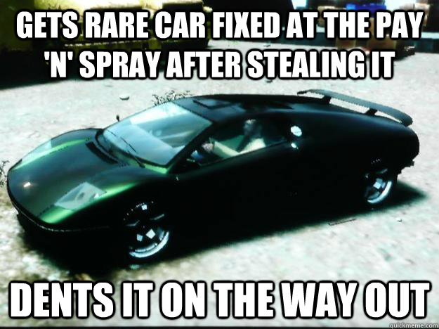 GETS RARE CAR FIXED AT THE PAY 'n' SPRAY AFTER STEALING IT DENTS IT ON THE WAY OUT  