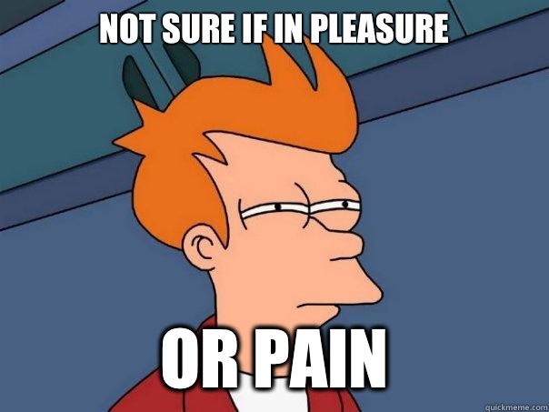 Not sure if in pleasure Or pain  Futurama Fry
