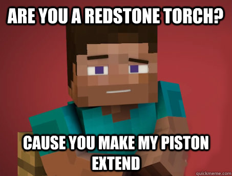 Are you a redstone torch? Cause you make my piston extend - Are you a redstone torch? Cause you make my piston extend  Pickup Steve