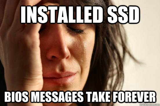 Installed SSD BIOS messages take forever - Installed SSD BIOS messages take forever  First World Problems