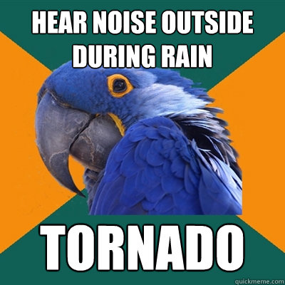 hear noise outside during rain tornado  Paranoid Parrot