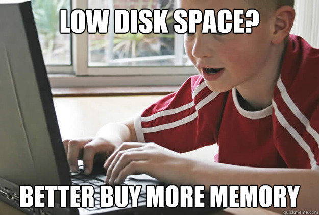 Low Disk space? Better buy more memory - Low Disk space? Better buy more memory  Juvenile Computer Technition