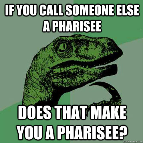 If you call someone else a Pharisee Does that make you a Pharisee?  Philosoraptor