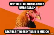 Why dont mexicans carry umbrellas? because it doesent rain in mexico  