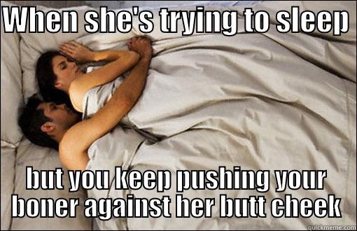 spooning with a boner - WHEN SHE'S TRYING TO SLEEP  BUT YOU KEEP PUSHING YOUR BONER AGAINST HER BUTT CHEEK spooning couple