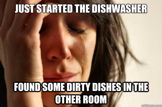 just started the dishwasher Found some dirty dishes in the other room  First World Problems