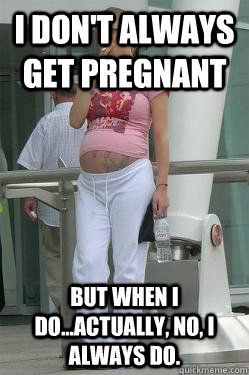 i don't always get pregnant but when i do...actually, no, i always do.  Chav Mum