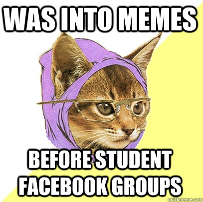 Was into memes before student Facebook groups  Hipster Kitty