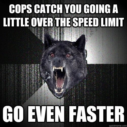 Cops catch you going a little over the speed limit go even faster  Insanity Wolf