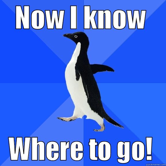 NOW I KNOW WHERE TO GO! Socially Awkward Penguin
