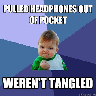 pulled headphones out of pocket weren't tangled - pulled headphones out of pocket weren't tangled  Success Kid