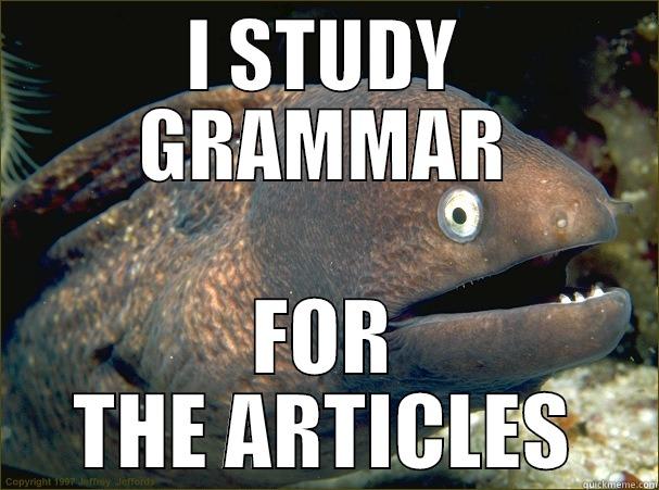 I STUDY GRAMMAR FOR THE ARTICLES Bad Joke Eel