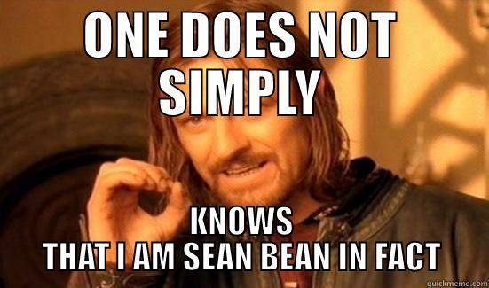 ONE DOES NOT SIMPLY KNOWS THAT I AM SEAN BEAN IN FACT Boromir