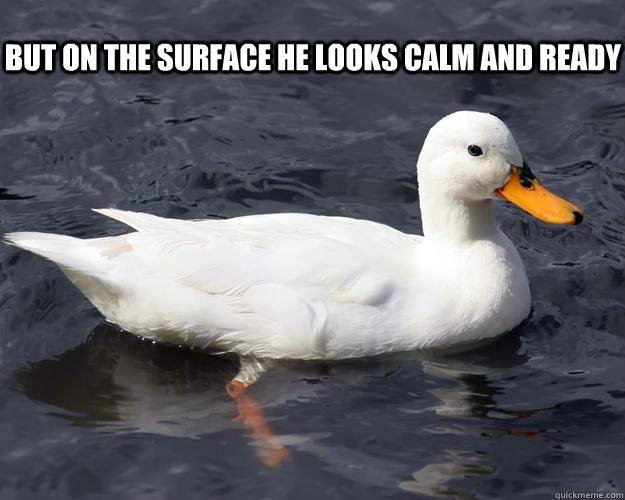But on the surface he looks calm and ready - But on the surface he looks calm and ready  Eminem Duck