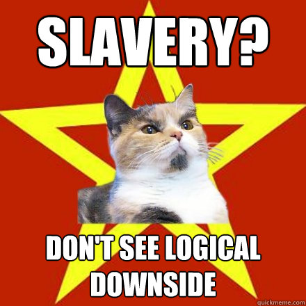slavery? don't see logical downside  Lenin Cat