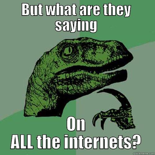 BUT WHAT ARE THEY SAYING ON ALL THE INTERNETS? Philosoraptor